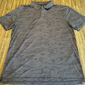 Amble Performance Golf Polo Shirt All Over Print S/S Gray Black Men’s Size L